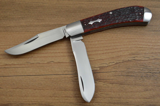 Luke Swenson Large 2-Blade Trapper Catalina Jigged Bone Slip-Joint Folding Knife (SOLD)